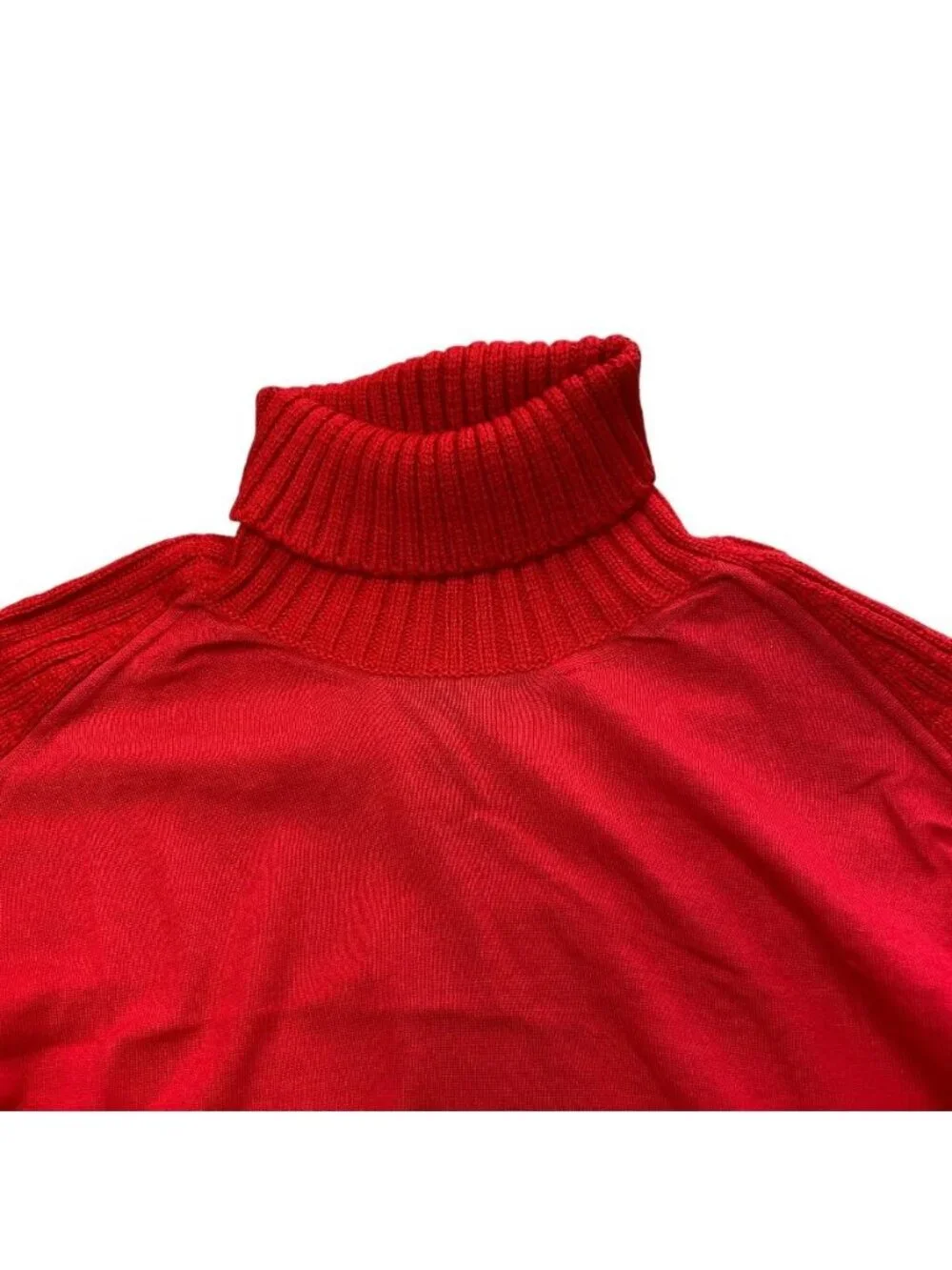 Louis Vuitton Monogram Turtleneck Knit Sweater Top Wool Red Fine Daily Practical